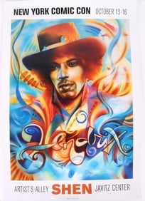 SHEN JAVITZ SIGNED JIMI HENDRIX COMIC CON POSTER