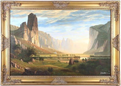AFTER A. BIERSTADT 'YOSEMITE VALLEY' OIL ON CANVAS