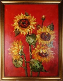 VAN GOGH 'SUNFLOWERS' ORIGINAL OIL AFTER