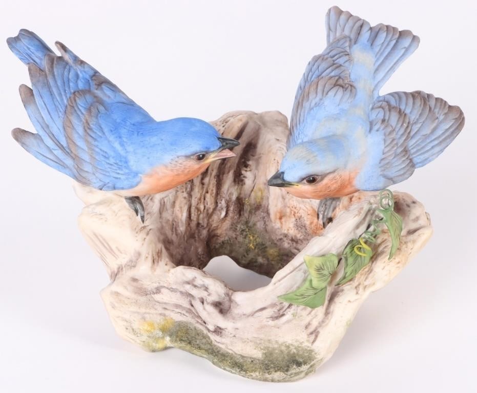 BOEHM TRUE BLUE FRIENDS FIGURINE 2007: Boehm "True Blue Friends" Blue Birds Figurine. To feature Boehm signature and Made in USA on base. Condition: Very fine. See images.