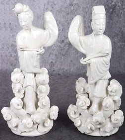 VINTAGE BLANC DE CHINE PORCELAIN FIGURINE SET OF 2