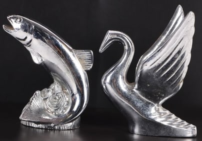 VINTAGE CHROME HOOD ORNAMENTS ANIMAL FIGURES