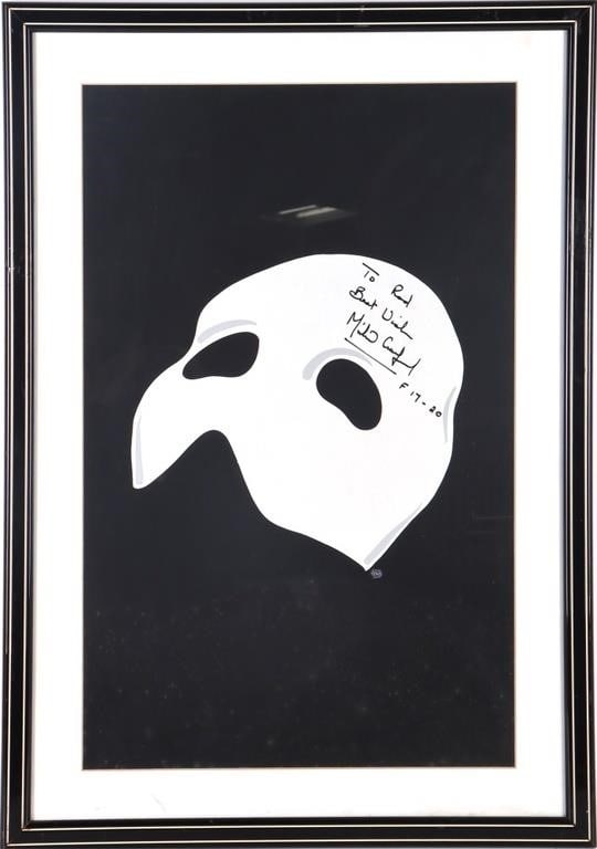 SIGNED M. CRAWFORD PHANTOM OF THE OPERA POSTER: Signed Michael Crawford Phantom Of The Opera poster. to include the phrase "To Rod, Best Wishes." Condition: Very fine.