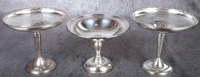 VINTAGE SILVER COMPOTE PEDESTAL BOWLS LOT OF 3