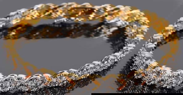 1.0CTW DIAMOND GOLD-TONED LADIES BRACELET: Diamond gold-toned ladies bracelet with one-hundred 0.01ct round diamonds.Stone Type: DiamondWeight: 13.21 GramsSize: 7.75" lengthCondition: Very fine.