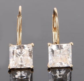 14K YELLOW GOLD CUBIC ZIRCONIUM LADIES EARRINGS