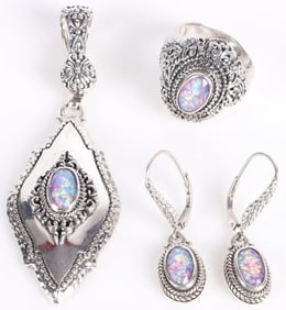 DESIGNER SARDA STERLING SILVER FAUX OPAL JEWELRY