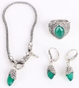 SARDA DESIGNER STERLING SILVER EMERALD JEWELRY