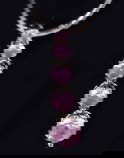 10K WHITE GOLD PINK TOPAZ PENDANT & 0.925 CHAIN: 10K white gold pink topaz pendant & 0.925 chain. Gemstones to include one 0.33ct round cut pink topaz, one 0.15ct round cut pink topaz, one 0.10ct round cut pink topaz, one 0.05ct round cut pink