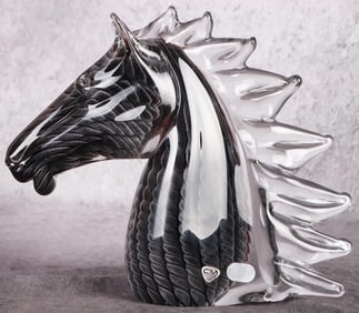 KONSTGLAS GLASS HORSE HEAD #8809 SCULPTURE SIGNED