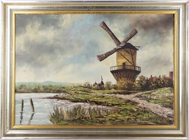 CUGANY OIL ON CANVAS DEPICTING A WINDMILL FRAMED