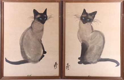 D. KWO SIAMESE CAT ZOE & ZACK FRAMED LITHOGRAPHS