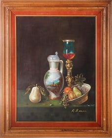 ORIGINAL R. BERAN STILL LIFE OIL PAINTING 21 X 17'