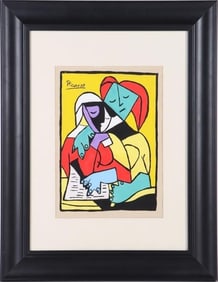 AFTER P. PICASSO 'TWO GIRLS READING' OIL FRAMED