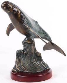 BRONZE HUMPBACK WHALE STATUE W/ BEAUTIFUL FINISH