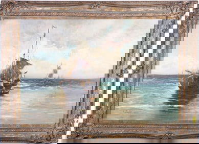 GEORGE DEACA ORIGINAL OIL SHIP PAINTING