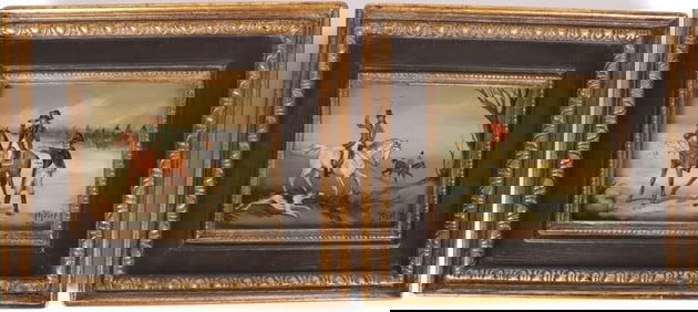 EMILE MOREL 'RIDERS' OIL ON COPPER FRAMED ART (2)