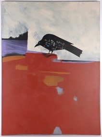 LOUIS DE MAYO UNIQUE CROW PAINTING ON CANVAS