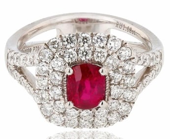 1.08CT UNHEATED RUBY & 1.08CTW DIA PLATINUM RING