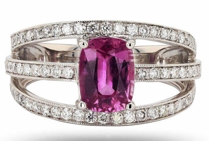 PLATINUM 1.72CT SAPPHIRE & 0.60CTW DIAMOND RING