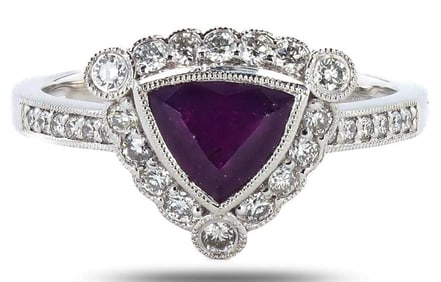 1.30CT PURPLE KASHMIR SAPPHIRE DIA PLATINUM RING