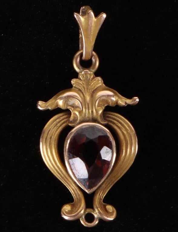 VINTAGE 18K YELLOW GOLD 0.40CT. GARNET PENDANT (1 of 3)