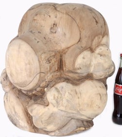 16' PALM CARVED WEEPING BUDDHA YOGI FIGURE