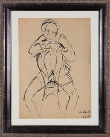 AFTER ELAINE DE KOONING PASTEL PORTRAIT FRAMED