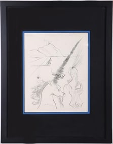 SALVADOR DALI LADY AND THE UNICORN FRAMED ETCHING