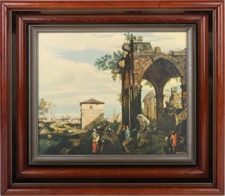 'CAPRICCIO W/ RUINS' PRINT IN STYLE OF CANALETTO