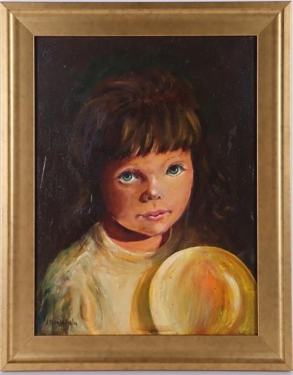 J. ELLEN WILHELM PORTRAIT OF YOUNG GIRL OIL FRAMED (1 of 4)