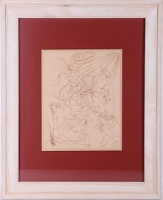 SALVADOR DALI SIGNED 'AUTUMN' FRAMED ETCHING