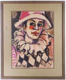 FAIR JESTER MIXED MEDIA ORIGINAL PAINTING WOOD FRM