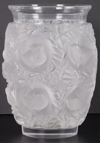 LALIQUE CRYSTAL BAGATELLE BIRD FROSTED VASE