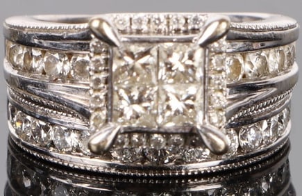 14K WHITE GOLD DIAMOND LADIES WEDDING RING SET