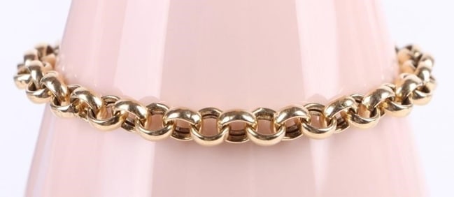 14K YELLOW GOLD CANE LINK LADIES BRACELET