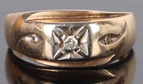 14K YELLOW GOLD DIAMOND MEN'S WEDDING RING