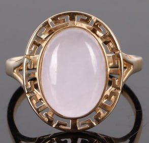 PURPLE JADE 14K YELLOW GOLD ORIENTAL RING