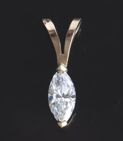 0.50CT NATURAL VVS2-VS1 DIAMOND 14K GOLD PENDANT