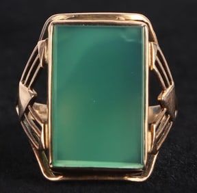 EMERALD PANEL 10K YELLOW GOLD LADIES RING