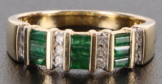 10K YELLOW GOLD EMERALD SAPPHIRE LADIES RING