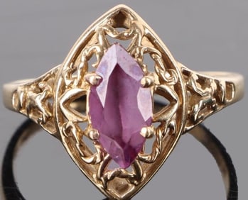 0.75CT PURPLE SAPPHIRE 10K YELLOW GOLD LADIES RING