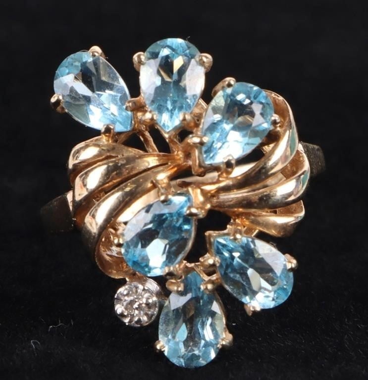 TOPAZ & MOISSANITE 10K GOLD RING (1 of 3)