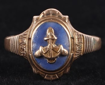 US NAVY WAVES 10K YELLOW GOLD UNISEX RING