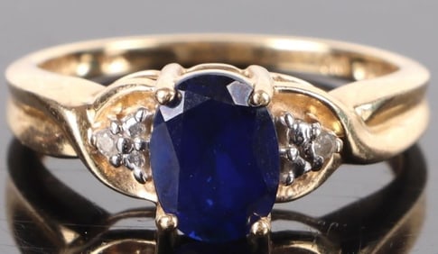 1.0CT SAPPHIRE DIAMOND 10K YELLOW GOLD RING