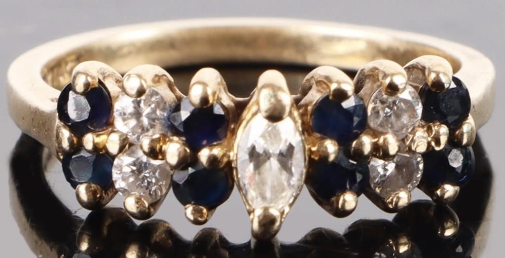 DIAMOND & SAPPHIRE 14K YELLOW GOLD LADIES RING (1 of 3)