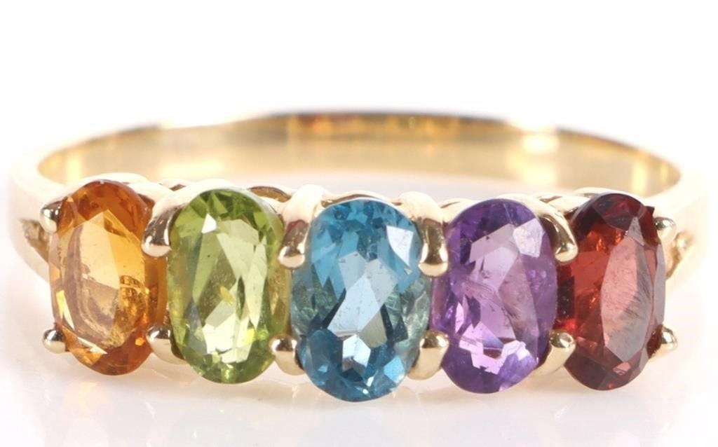 14K YELLOW GOLD ASSORTED GEM LADIES RING (1 of 4)
