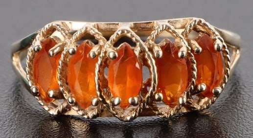 10K YELLOW GOLD ORANGE CUBIC ZIRCONIUM RING