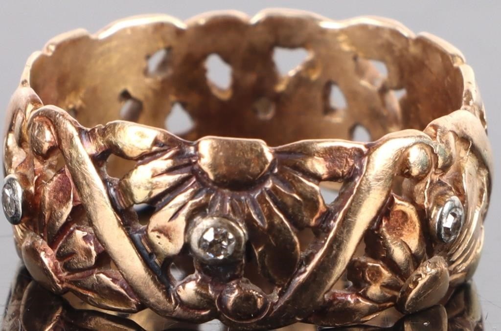 14K YELLOW GOLD DIAMOND FLORAL LADIES RING (1 of 2)