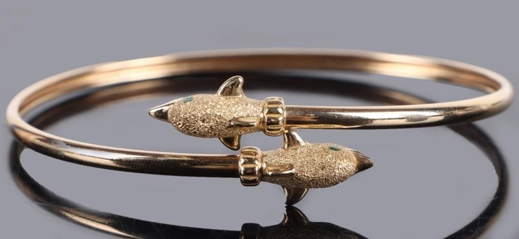 14K YELLOW GOLD DOLPHIN LADIES BRACELET (1 of 4)
